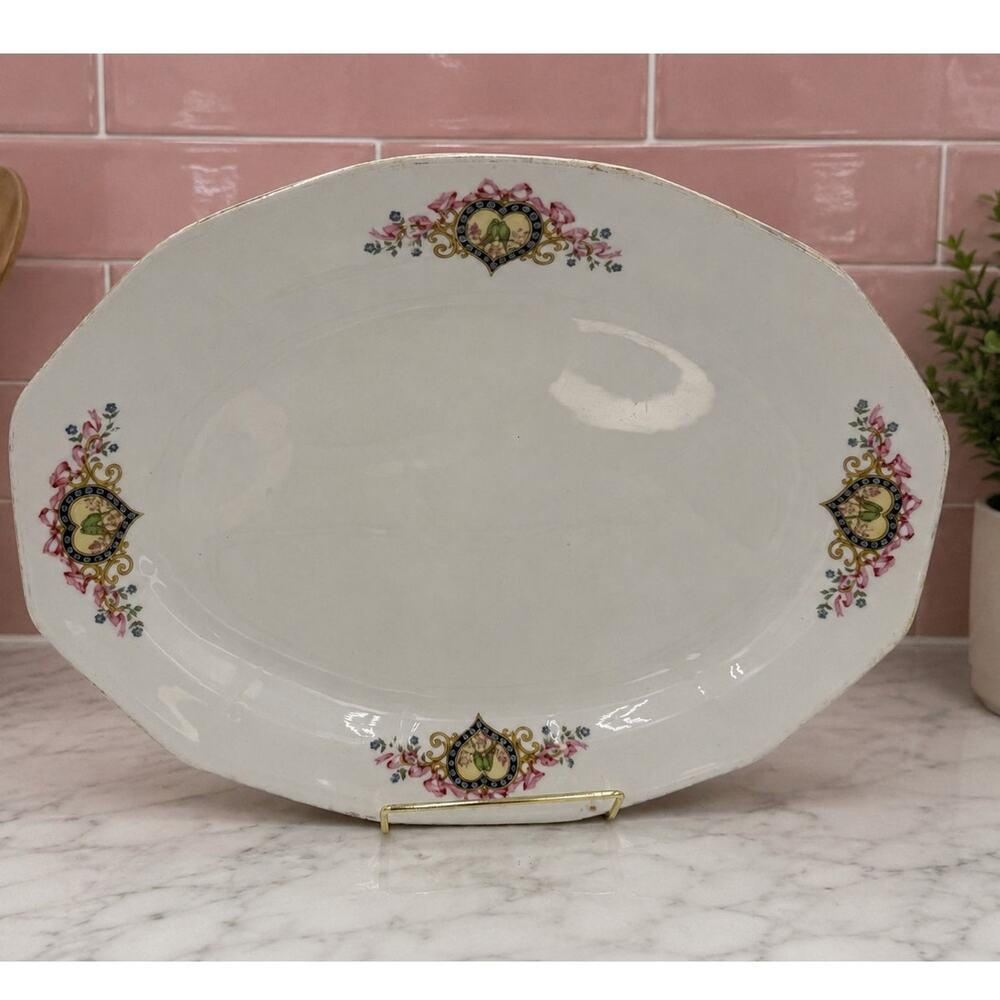 1920's Atlas China Birds Kissing Platter